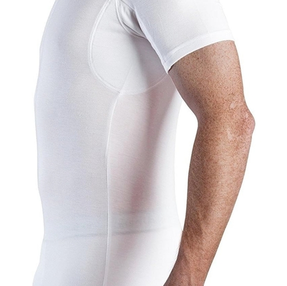 Sweatproof Undershirt for Men, V-Neck, White, Sweat Pads size small - Picture 4 of 8